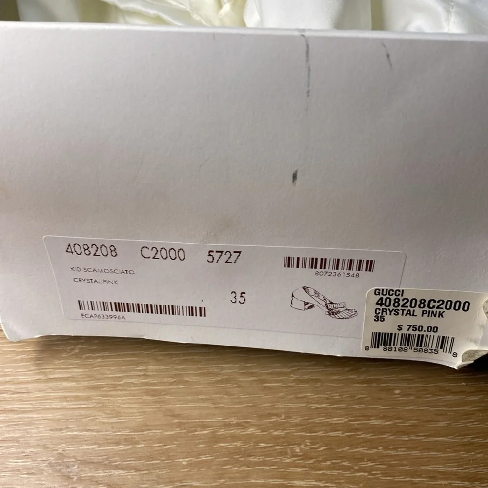 Gucci Suede Kid Scamosciato shoes 35 (5) GG logo crystal pink with box - Picture 7 of 8